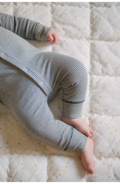 Pehr Stripes Away Raglan Sleeve Organic Cotton Romper In Gray