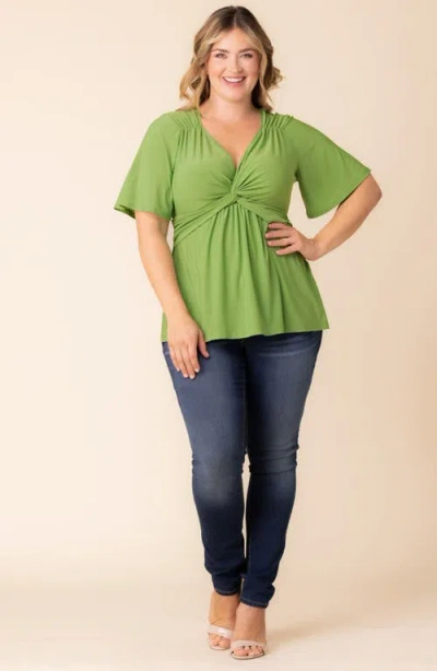 Kiyonna Abby Twist Front Top In Green