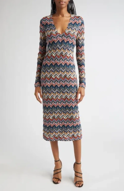 Missoni Zigzag Long Sleeve Midi Sweater Dress In Multi