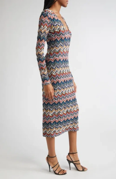 Missoni Zigzag Long Sleeve Midi Sweater Dress In Multi