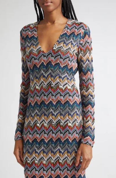 Missoni Zigzag Long Sleeve Midi Sweater Dress In Multi