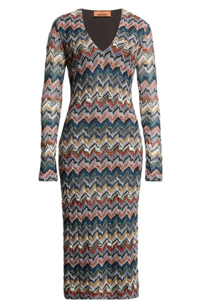 Missoni Zigzag Long Sleeve Midi Sweater Dress In Multi