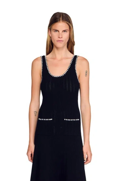 Sandro Beaded Maxi Dress In Black