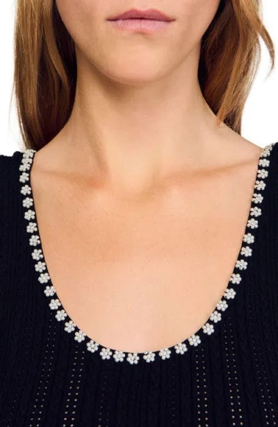 Sandro Beaded Maxi Dress In Black