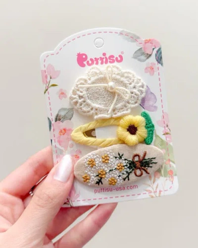 Puttisu 3pc Hair Clip Crochet Meadow Set