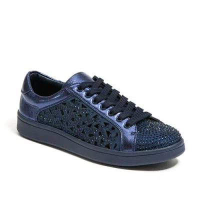 Lady Couture Low Top Laser Cut Sneaker With Rhinestones