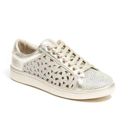 Lady Couture Low Top Laser Cut Sneaker With Rhinestones