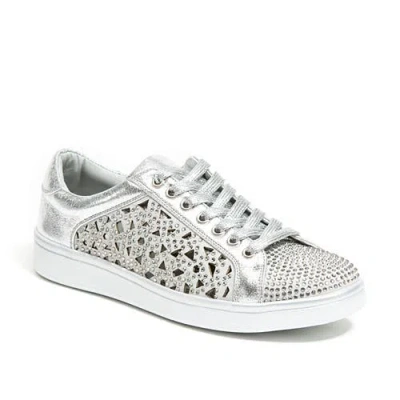 Lady Couture Low Top Laser Cut Sneaker With Rhinestones