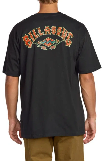 Billabong Rose Arch Cotton Graphic T-shirt In Black