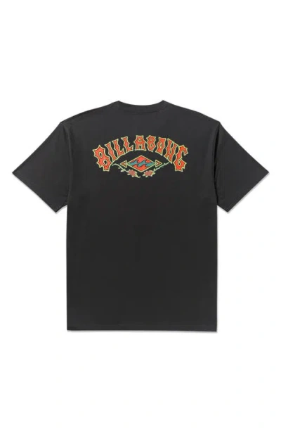 Billabong Rose Arch Cotton Graphic T-shirt In Black