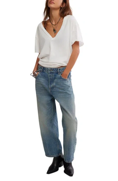 Free People Deep Trance Low Rise Barrel Leg Jeans In From Beyond In Blue