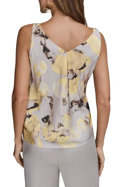 Donna Karan New York Abstract Floral Cowl Neck Tank In Gray