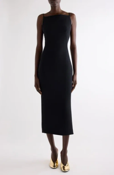 Givenchy Robe Mi-longue À Encolure Carrée In Black
