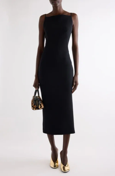 Givenchy Robe Mi-longue À Encolure Carrée In Black