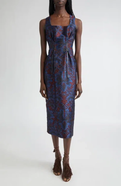Etro Paisley Jacquard Corset Sheath Dress In Multi