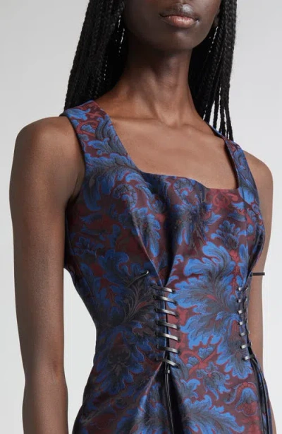 Etro Paisley Jacquard Corset Sheath Dress In Multi