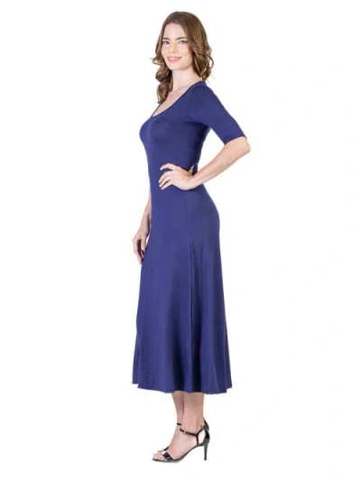 24seven Comfort Apparel Petites Casual Maxi Dress With Sleeves