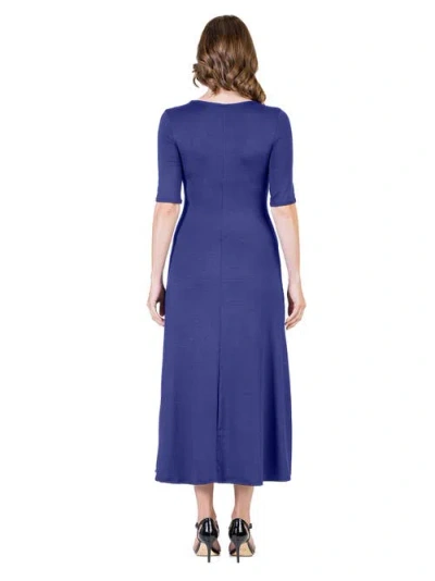 24seven Comfort Apparel Petites Casual Maxi Dress With Sleeves