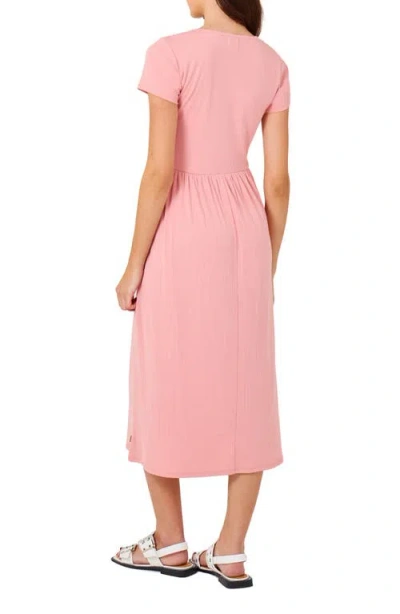 Hurley Coastal Ribbed Midi Dress In Pink