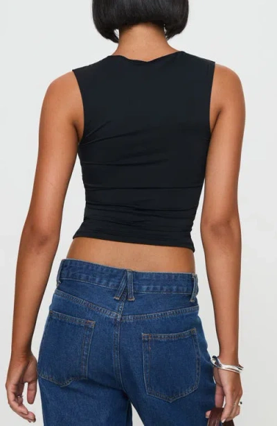 Princess Polly Xandi Leopard Trim Crop Top In Black
