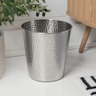 Happimess Axel Modern Minimalist Hammered Steel 2 Gal Waste Bin In Metallic