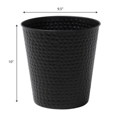 Happimess Axel Modern Minimalist Hammered Steel 2 Gal Waste Bin In Black