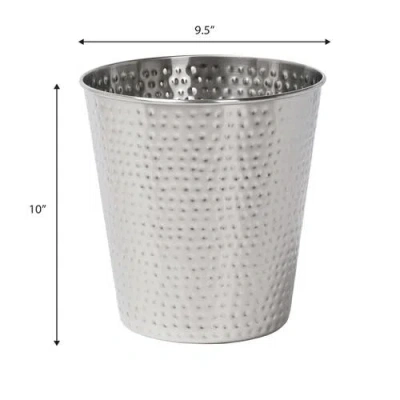 Happimess Axel Modern Minimalist Hammered Steel 2 Gal Waste Bin In Metallic