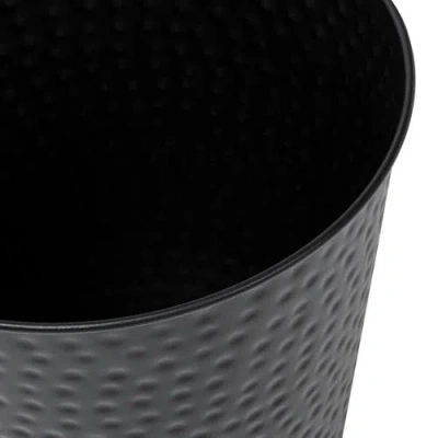 Happimess Axel Modern Minimalist Hammered Steel 2 Gal Waste Bin In Black