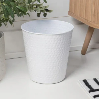 Happimess Axel Modern Minimalist Hammered Steel 2 Gal Waste Bin In White