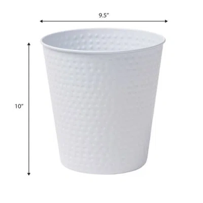 Happimess Axel Modern Minimalist Hammered Steel 2 Gal Waste Bin In White