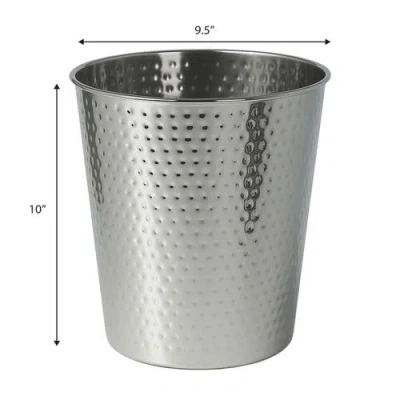 Happimess Axel Modern Minimalist Hammered Steel 2 Gal Waste Bin In Metallic
