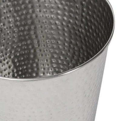 Happimess Axel Modern Minimalist Hammered Steel 2 Gal Waste Bin In Metallic