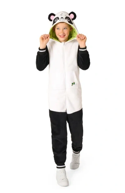 Opposuits Kids' Panda One Piece Hooded Jumpsuit In Black