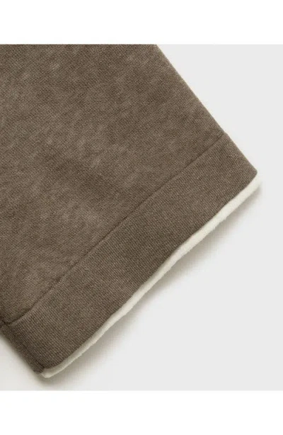 Mango Contrast Trim Cotton Blend T-shirt In Brown
