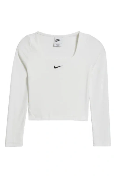 Nike Sportswear Big Kids' (girls') Long-sleeve Square-neck Top In Gray