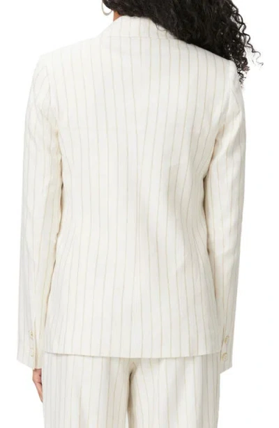Paige Rosette Stripe Double Breasted Linen Blend Blazer