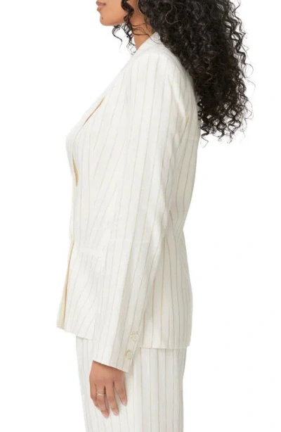 Paige Rosette Stripe Double Breasted Linen Blend Blazer