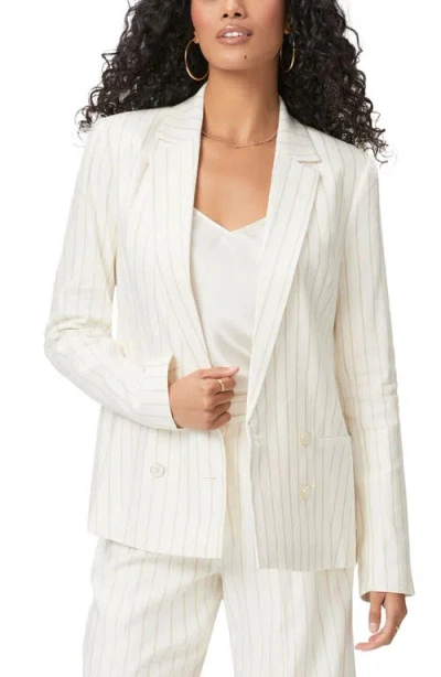 Paige Rosette Stripe Double Breasted Linen Blend Blazer