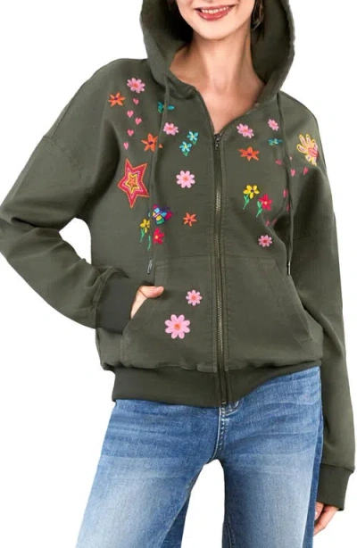 Billy T Sketchbook Embroidered Zip-up Graphic Hoodie