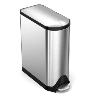 Simplehuman Brushed Stainless Steel 40 Liter Fingerprint Proof Dual Recycler Butterfly Trash Can In Metallic