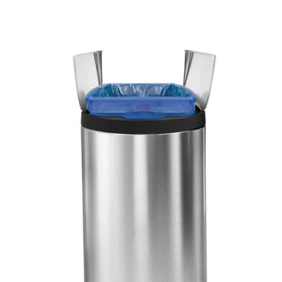 Simplehuman Brushed Stainless Steel 40 Liter Fingerprint Proof Dual Recycler Butterfly Trash Can In Metallic