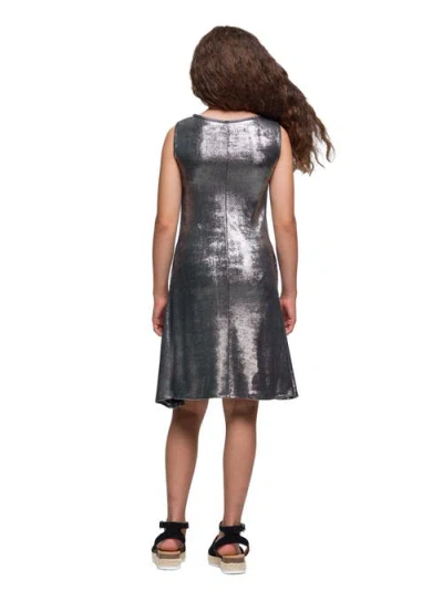 24sevenkid Black Shimmery Metallic Sleeveless A-line Dress