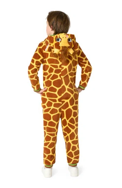 Opposuits Kids' Giraffe One Piece Hooded Jumpsuit In Orange