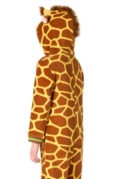 Opposuits Kids' Giraffe One Piece Hooded Jumpsuit In Orange