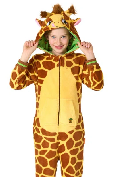 Opposuits Kids' Giraffe One Piece Hooded Jumpsuit In Orange