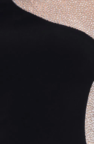 Xscape Evenings Bead Detail Long Sleeve Body-con Gown In Black