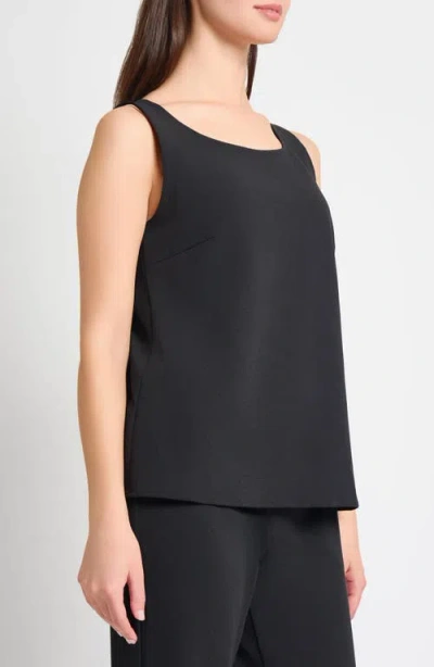 Ming Wang Deco Scoop Neck Stretch Crepe Tank