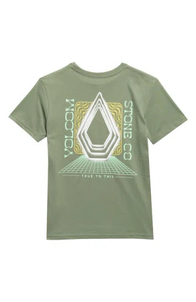 Volcom Kids' Plated Cotton Blend Graphic T-shirt In Green