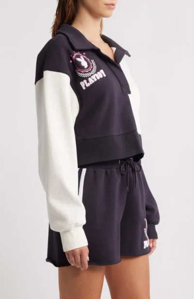 Ptcl X Playboy Colorblock Varsity Logo Crop Sweatshirt