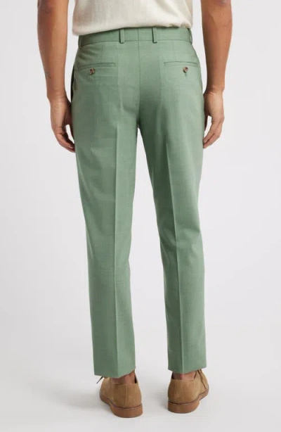 Nordstrom Trim Fit Flat Front Stretch Wool Dress Pants In Green